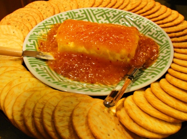 Sauced Cream Cheese - Crackers - Finger Food - Party Favorite - Apricot Pepper Sauce - Dipping Sauce
