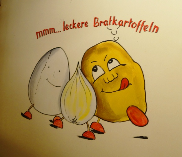 Leckere Bratkartoffeln, Kartoffelhaus, Jena, Germany, Painting