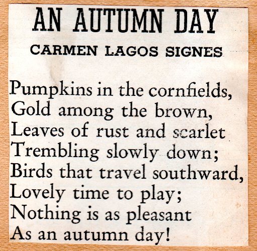 Carmen lagos Signes, An Autumn Day, Poetry, Autumn Poems, Fall Poems