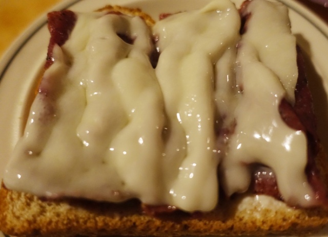 pastrami, melted swiss cheese, sandwich